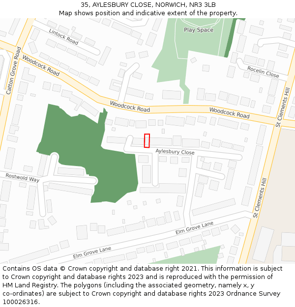 35, AYLESBURY CLOSE, NORWICH, NR3 3LB: Location map and indicative extent of plot
