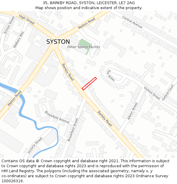 35, BARKBY ROAD, SYSTON, LEICESTER, LE7 2AG: Location map and indicative extent of plot
