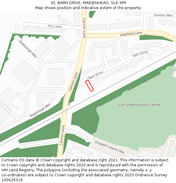 35, BARN DRIVE, MAIDENHEAD, SL6 3PR: Location map and indicative extent of plot