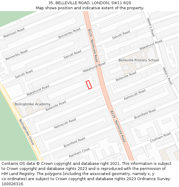 35, BELLEVILLE ROAD, LONDON, SW11 6QS: Location map and indicative extent of plot