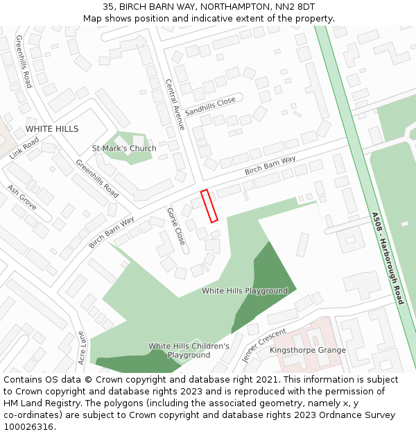 35, BIRCH BARN WAY, NORTHAMPTON, NN2 8DT: Location map and indicative extent of plot
