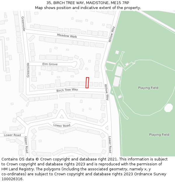 35, BIRCH TREE WAY, MAIDSTONE, ME15 7RP: Location map and indicative extent of plot
