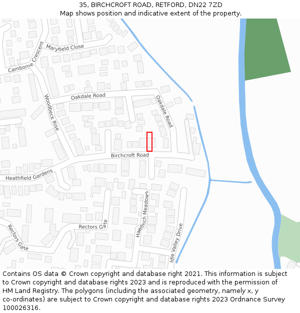 35, BIRCHCROFT ROAD, RETFORD, DN22 7ZD: Location map and indicative extent of plot