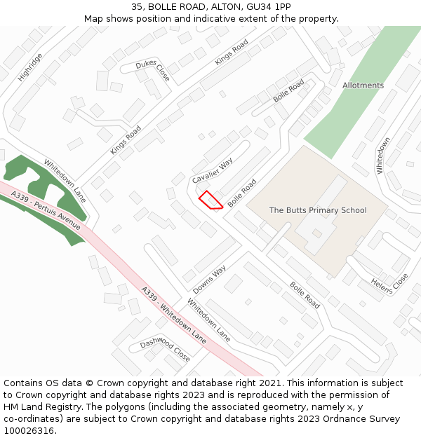 35, BOLLE ROAD, ALTON, GU34 1PP: Location map and indicative extent of plot