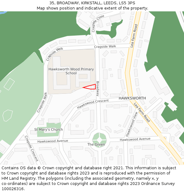 35, BROADWAY, KIRKSTALL, LEEDS, LS5 3PS: Location map and indicative extent of plot
