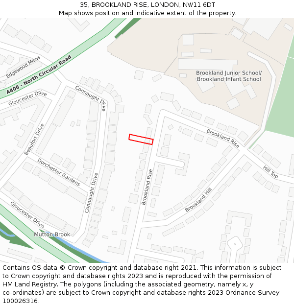 35, BROOKLAND RISE, LONDON, NW11 6DT: Location map and indicative extent of plot