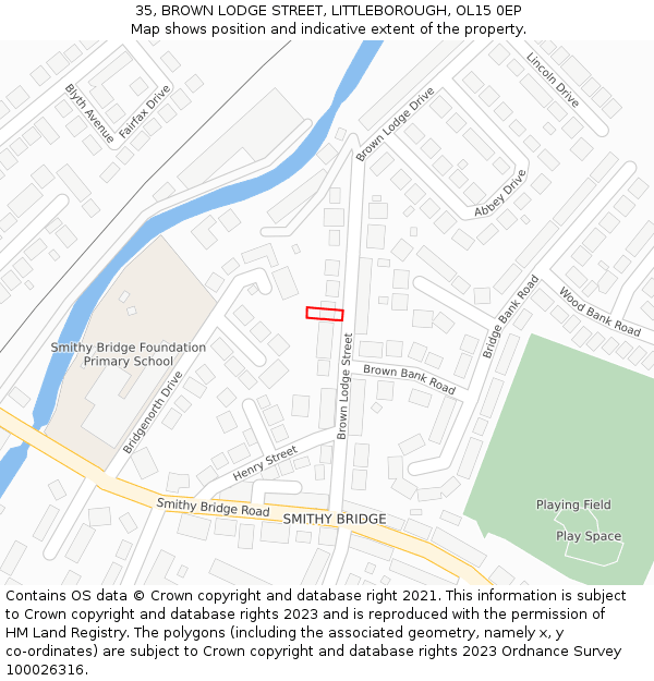 35, BROWN LODGE STREET, LITTLEBOROUGH, OL15 0EP: Location map and indicative extent of plot
