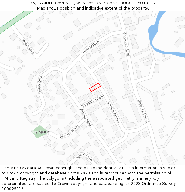 35, CANDLER AVENUE, WEST AYTON, SCARBOROUGH, YO13 9JN: Location map and indicative extent of plot