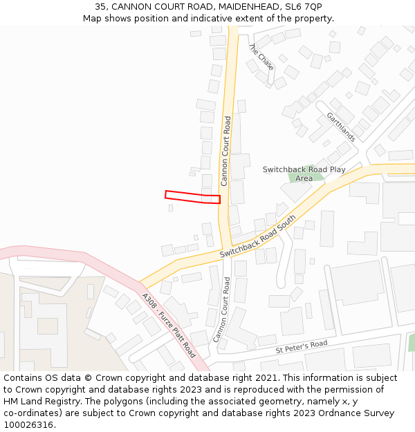 35, CANNON COURT ROAD, MAIDENHEAD, SL6 7QP: Location map and indicative extent of plot