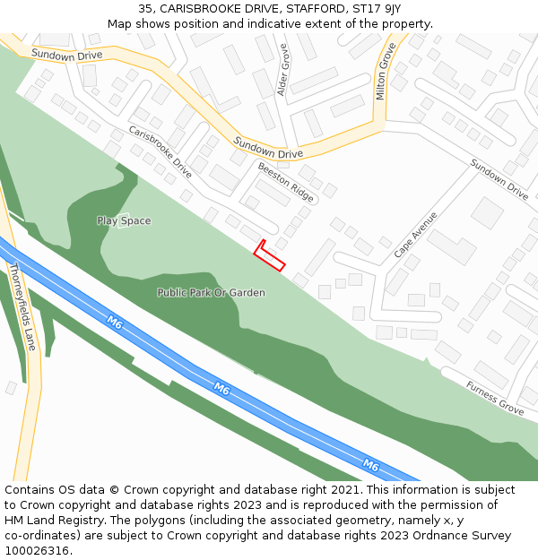 35, CARISBROOKE DRIVE, STAFFORD, ST17 9JY: Location map and indicative extent of plot