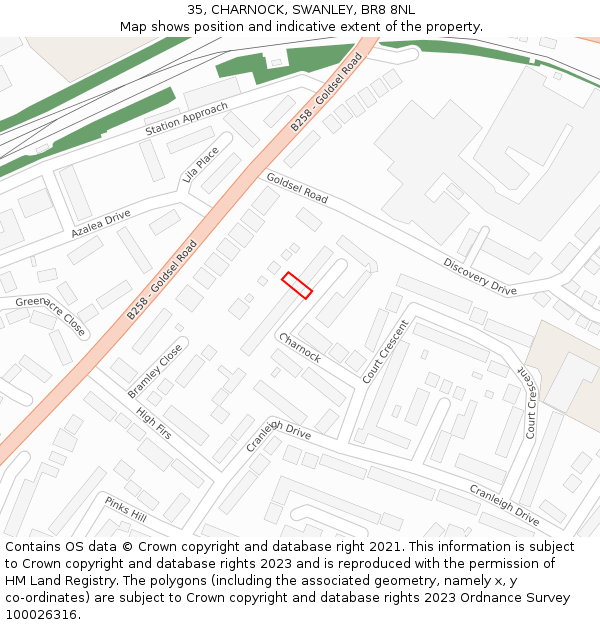 35, CHARNOCK, SWANLEY, BR8 8NL: Location map and indicative extent of plot