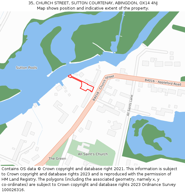 35, CHURCH STREET, SUTTON COURTENAY, ABINGDON, OX14 4NJ: Location map and indicative extent of plot