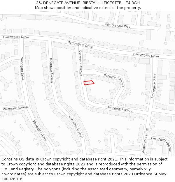 35, DENEGATE AVENUE, BIRSTALL, LEICESTER, LE4 3GH: Location map and indicative extent of plot