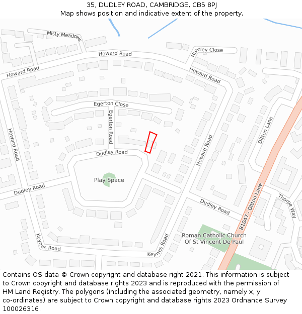 35, DUDLEY ROAD, CAMBRIDGE, CB5 8PJ: Location map and indicative extent of plot