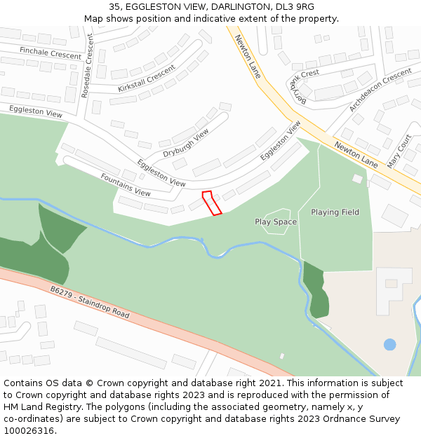 35, EGGLESTON VIEW, DARLINGTON, DL3 9RG: Location map and indicative extent of plot