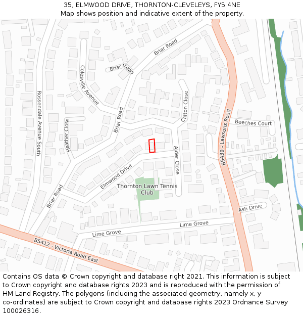 35, ELMWOOD DRIVE, THORNTON-CLEVELEYS, FY5 4NE: Location map and indicative extent of plot
