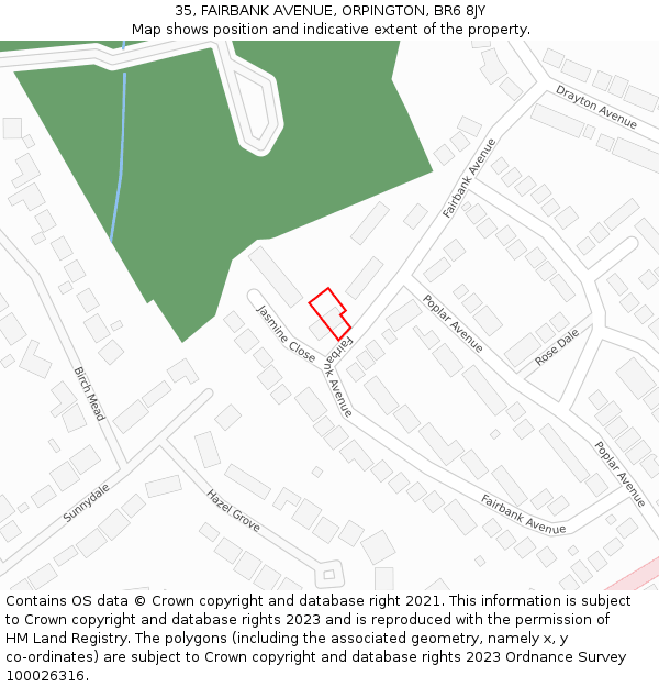 35, FAIRBANK AVENUE, ORPINGTON, BR6 8JY: Location map and indicative extent of plot