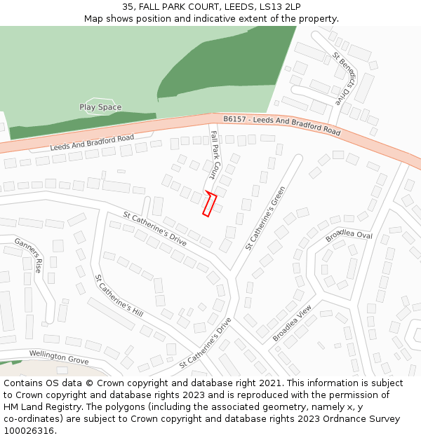 35, FALL PARK COURT, LEEDS, LS13 2LP: Location map and indicative extent of plot
