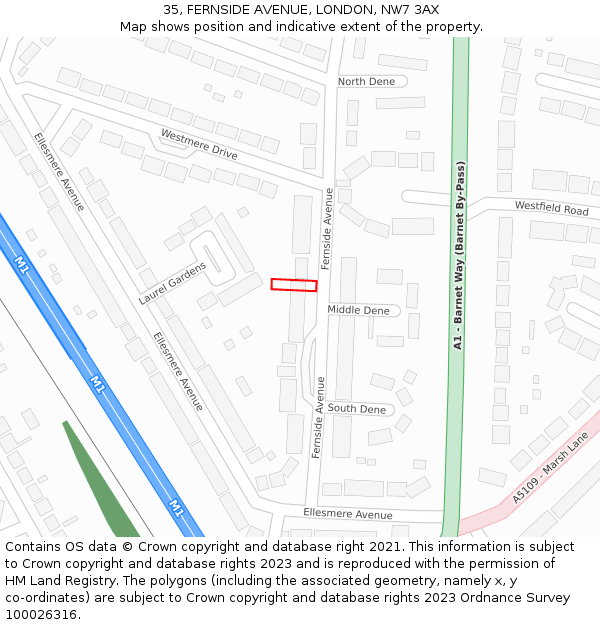 35, FERNSIDE AVENUE, LONDON, NW7 3AX: Location map and indicative extent of plot