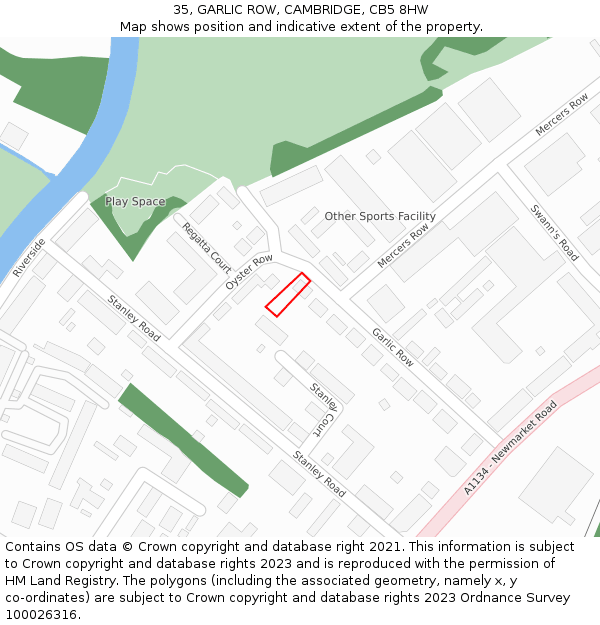 35, GARLIC ROW, CAMBRIDGE, CB5 8HW: Location map and indicative extent of plot
