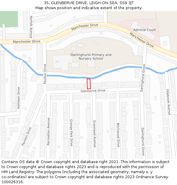 35, GLENBERVIE DRIVE, LEIGH-ON-SEA, SS9 3JT: Location map and indicative extent of plot