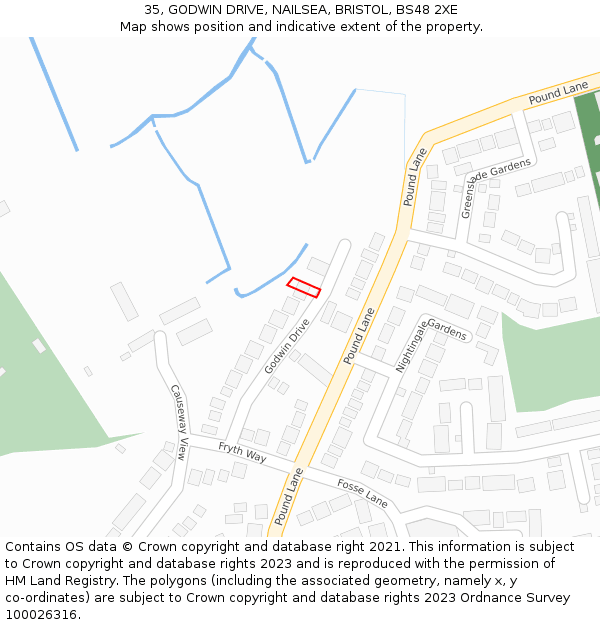 35, GODWIN DRIVE, NAILSEA, BRISTOL, BS48 2XE: Location map and indicative extent of plot