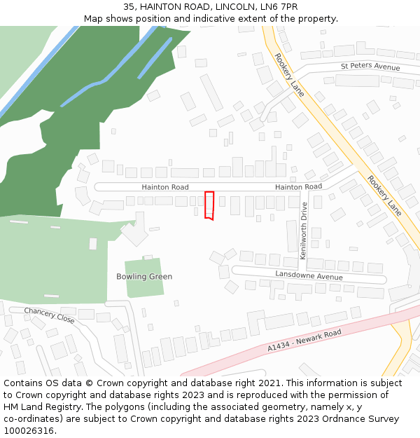 35, HAINTON ROAD, LINCOLN, LN6 7PR: Location map and indicative extent of plot