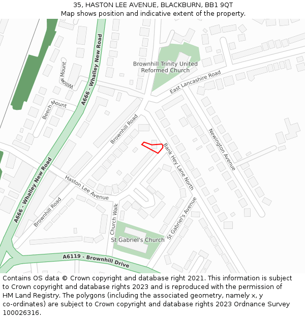 35, HASTON LEE AVENUE, BLACKBURN, BB1 9QT: Location map and indicative extent of plot