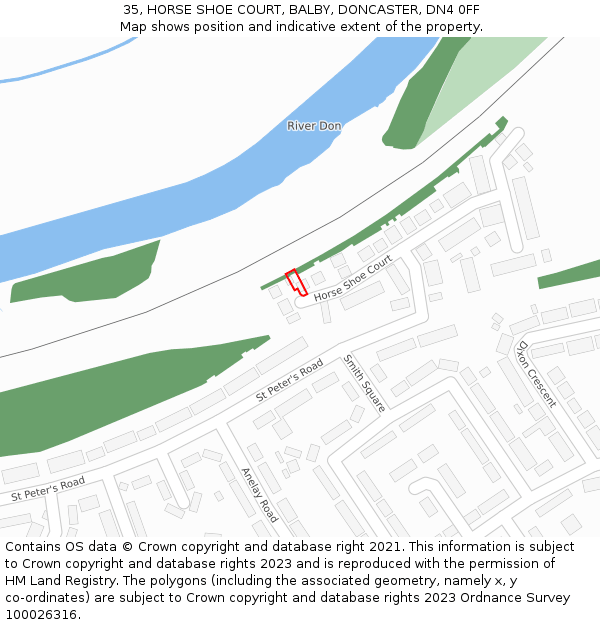 35, HORSE SHOE COURT, BALBY, DONCASTER, DN4 0FF: Location map and indicative extent of plot
