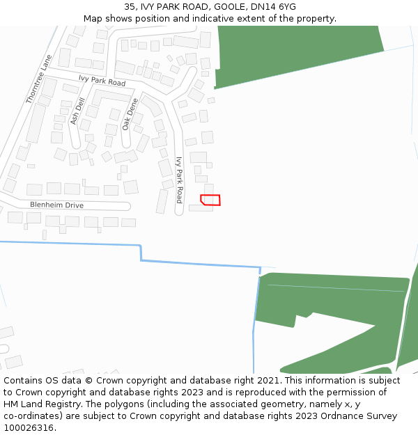 35, IVY PARK ROAD, GOOLE, DN14 6YG: Location map and indicative extent of plot