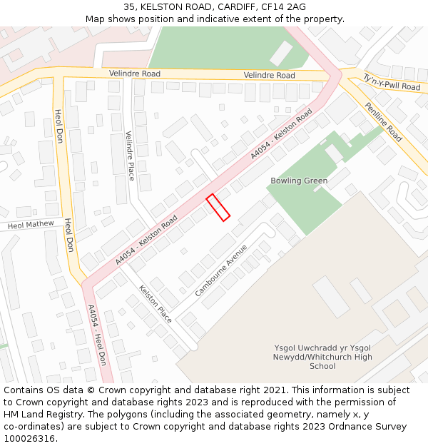 35, KELSTON ROAD, CARDIFF, CF14 2AG: Location map and indicative extent of plot