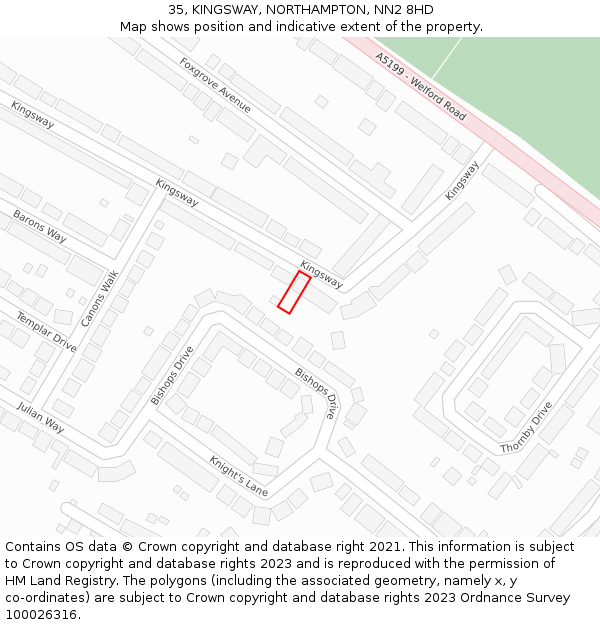 35, KINGSWAY, NORTHAMPTON, NN2 8HD: Location map and indicative extent of plot
