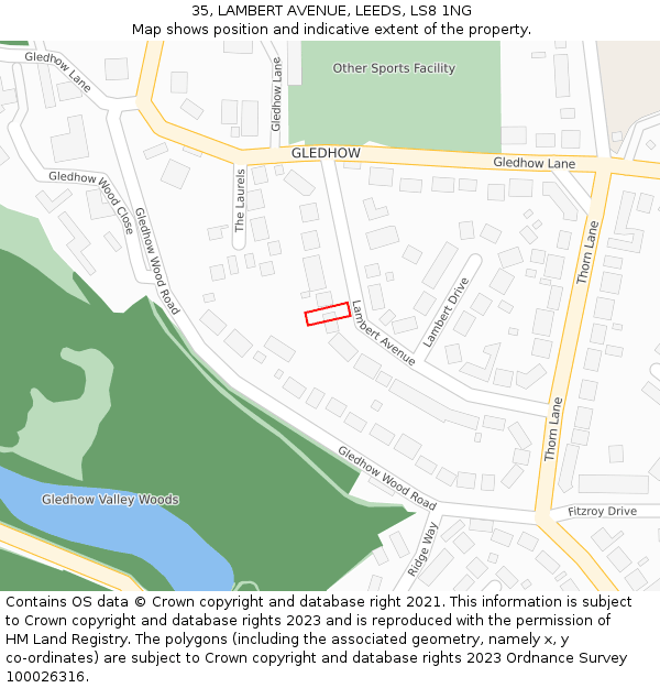 35, LAMBERT AVENUE, LEEDS, LS8 1NG: Location map and indicative extent of plot