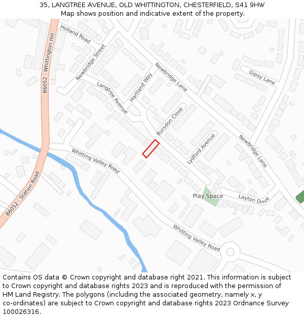 35, LANGTREE AVENUE, OLD WHITTINGTON, CHESTERFIELD, S41 9HW: Location map and indicative extent of plot