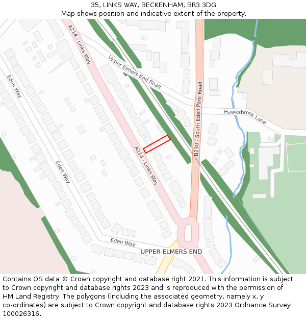 35, LINKS WAY, BECKENHAM, BR3 3DG: Location map and indicative extent of plot