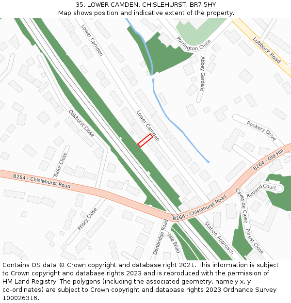 35, LOWER CAMDEN, CHISLEHURST, BR7 5HY: Location map and indicative extent of plot