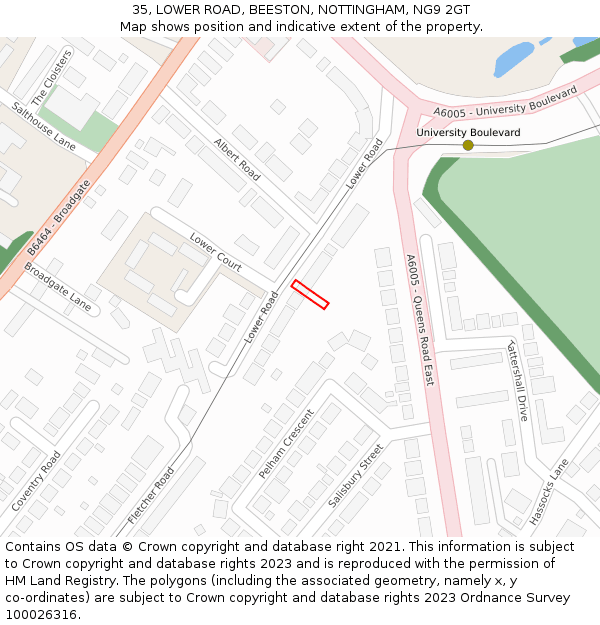 35, LOWER ROAD, BEESTON, NOTTINGHAM, NG9 2GT: Location map and indicative extent of plot