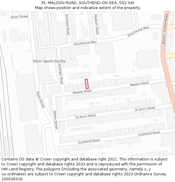 35, MALDON ROAD, SOUTHEND-ON-SEA, SS2 5AY: Location map and indicative extent of plot