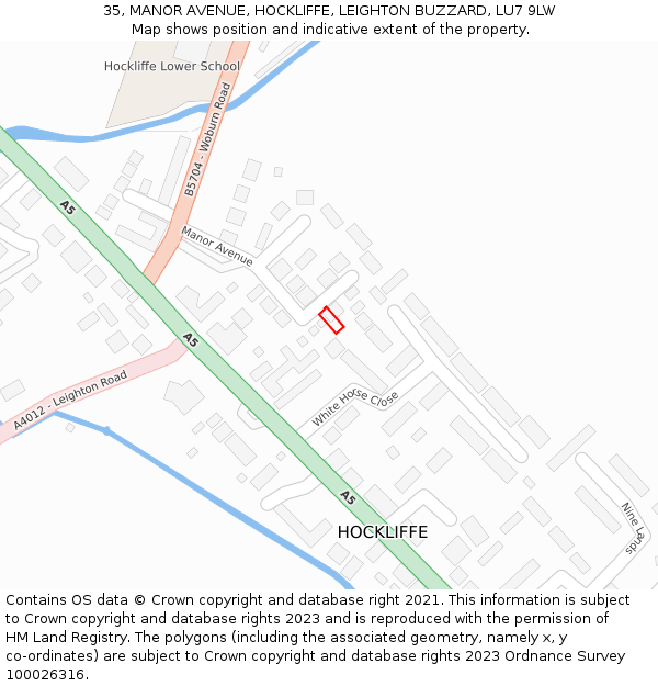 35, MANOR AVENUE, HOCKLIFFE, LEIGHTON BUZZARD, LU7 9LW: Location map and indicative extent of plot