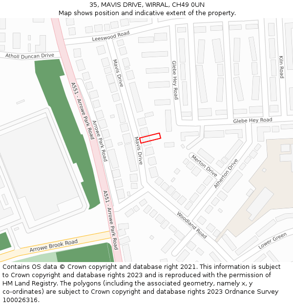 35, MAVIS DRIVE, WIRRAL, CH49 0UN: Location map and indicative extent of plot