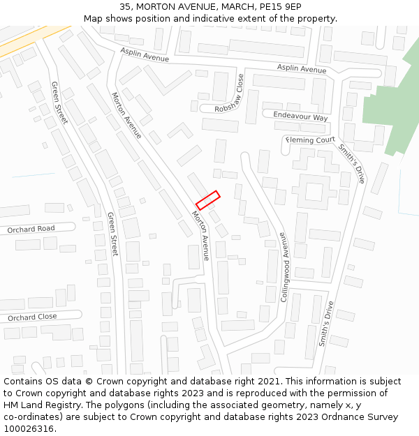 35, MORTON AVENUE, MARCH, PE15 9EP: Location map and indicative extent of plot