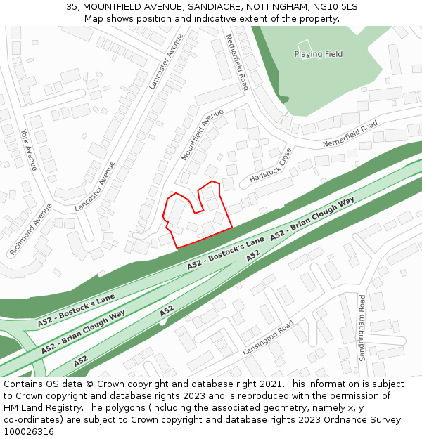 35, MOUNTFIELD AVENUE, SANDIACRE, NOTTINGHAM, NG10 5LS: Location map and indicative extent of plot