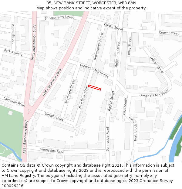 35, NEW BANK STREET, WORCESTER, WR3 8AN: Location map and indicative extent of plot
