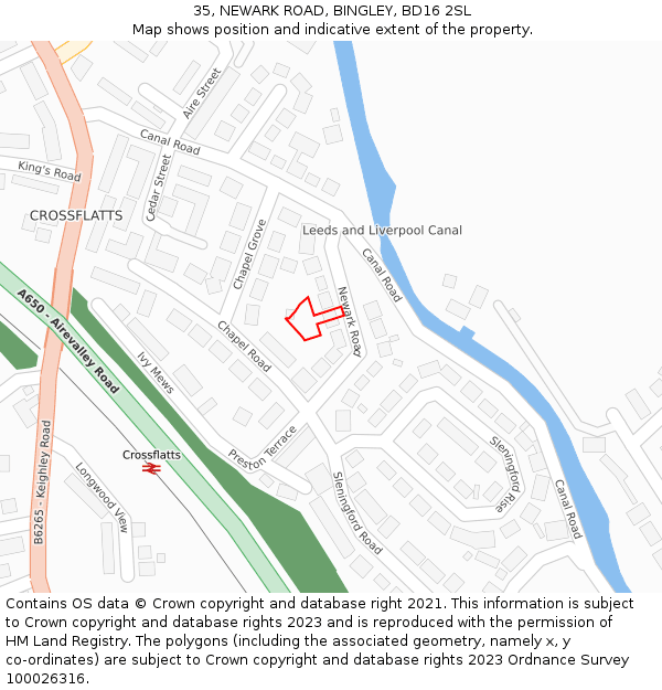 35, NEWARK ROAD, BINGLEY, BD16 2SL: Location map and indicative extent of plot