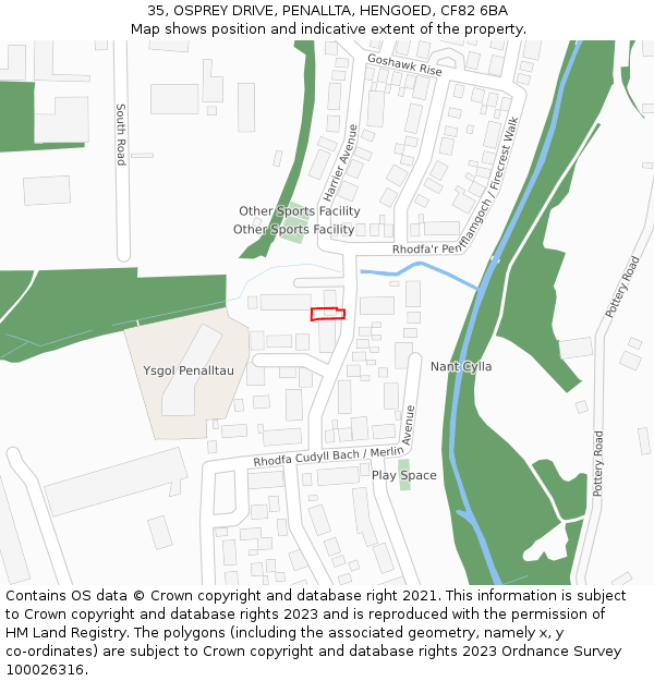 35, OSPREY DRIVE, PENALLTA, HENGOED, CF82 6BA: Location map and indicative extent of plot