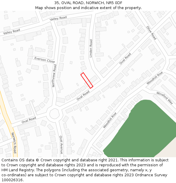 35, OVAL ROAD, NORWICH, NR5 0DF: Location map and indicative extent of plot
