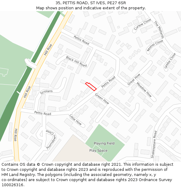 35, PETTIS ROAD, ST IVES, PE27 6SR: Location map and indicative extent of plot