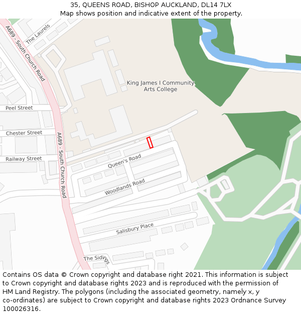 35, QUEENS ROAD, BISHOP AUCKLAND, DL14 7LX: Location map and indicative extent of plot