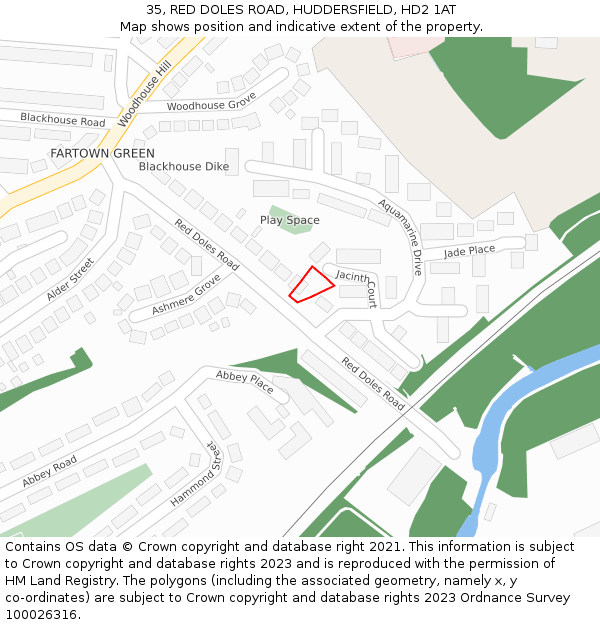 35, RED DOLES ROAD, HUDDERSFIELD, HD2 1AT: Location map and indicative extent of plot