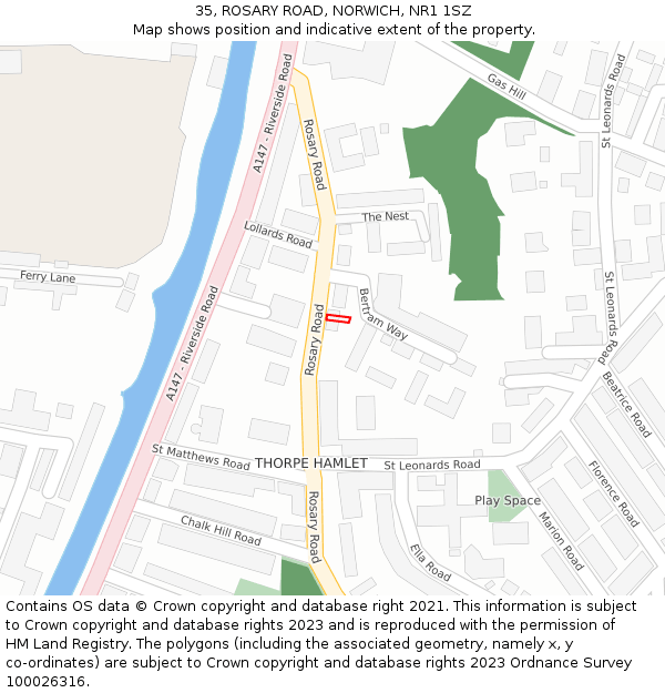 35, ROSARY ROAD, NORWICH, NR1 1SZ: Location map and indicative extent of plot